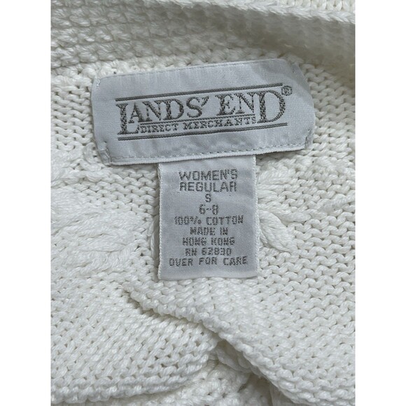 Vtg Lands' End Cotton Floral Embroidered Cardigan Sz S Ivory Classic Cottage - Picture 10 of 12
